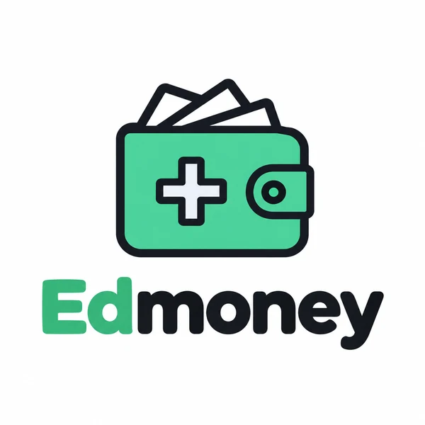 Logotipo de Edmoney: una billetera verde con un símbolo de suma
